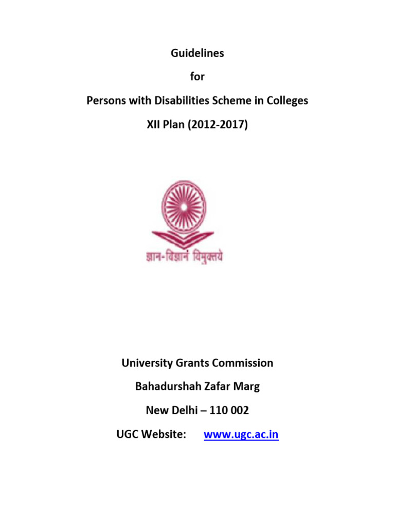 UGC Guidelines Person With Disabilities Valid Till 2017 | PDF ...