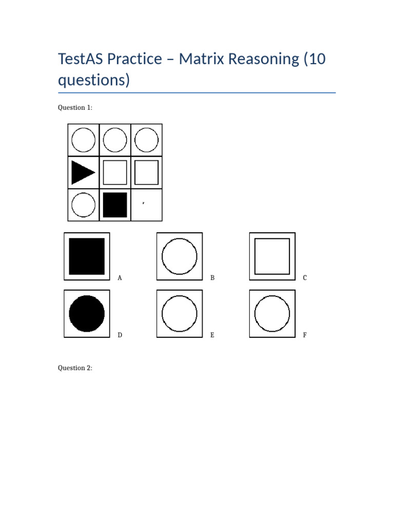 TestAS Matrix 10Q | PDF