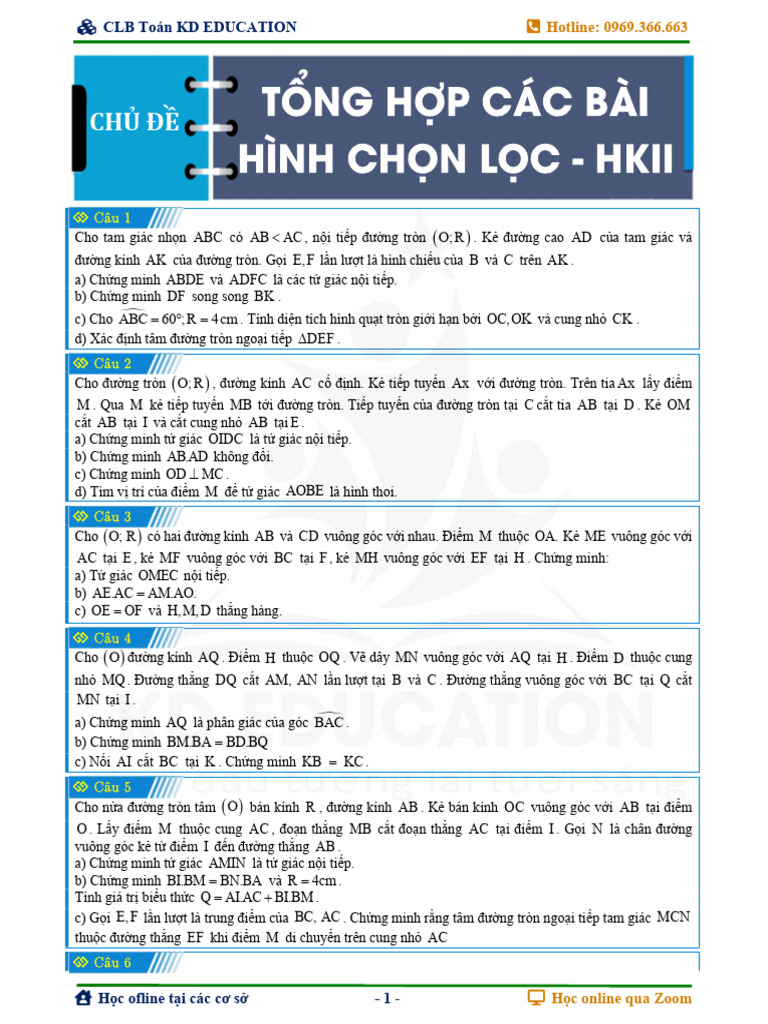 Tong Hop Cac Bai Hinh Chon Loc (Hkii) (De) | PDF