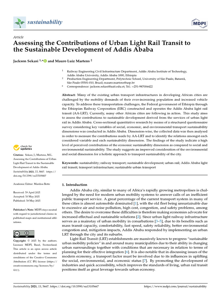 Assessing The Contributions of Urban Lig | PDF | Light Rail | Public ...