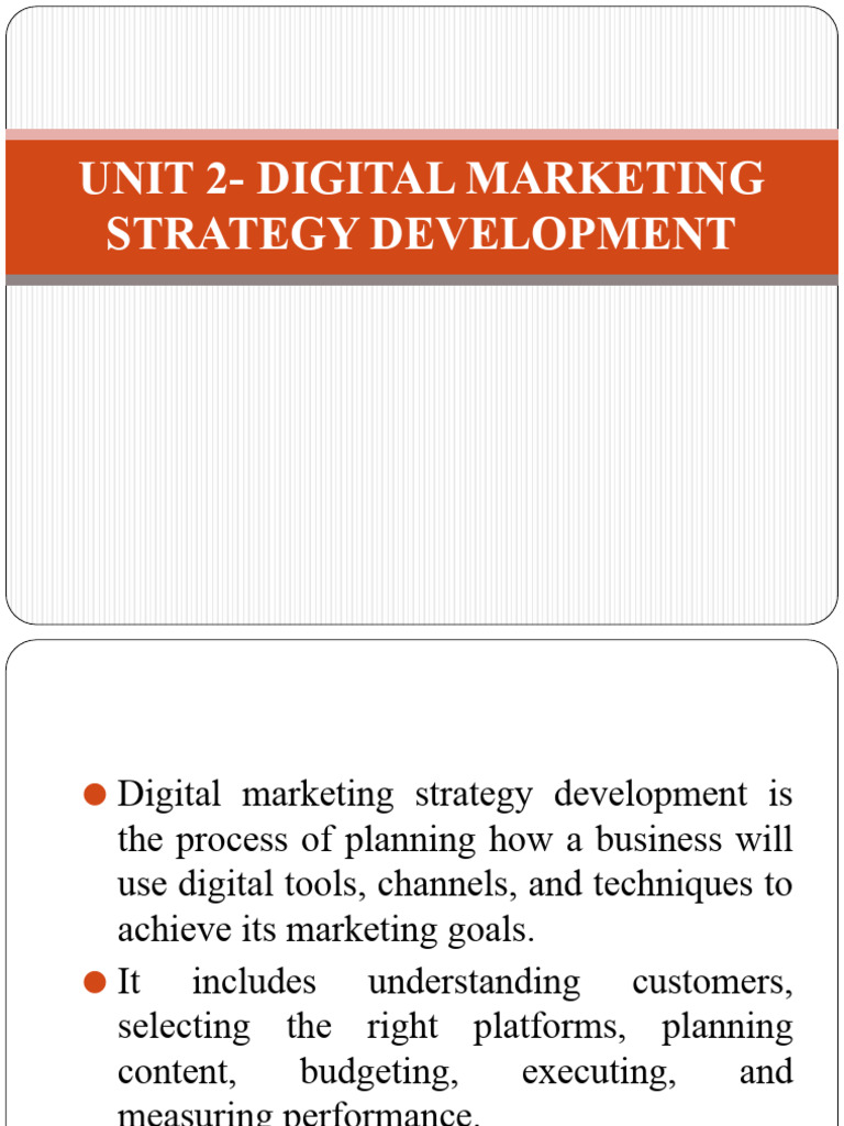 Unit 2 - Digital Marketing Strategy Development | PDF
