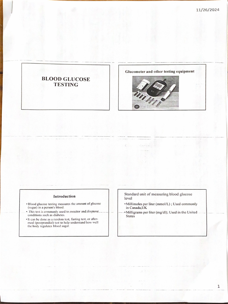 Blood Glucose Testing | PDF