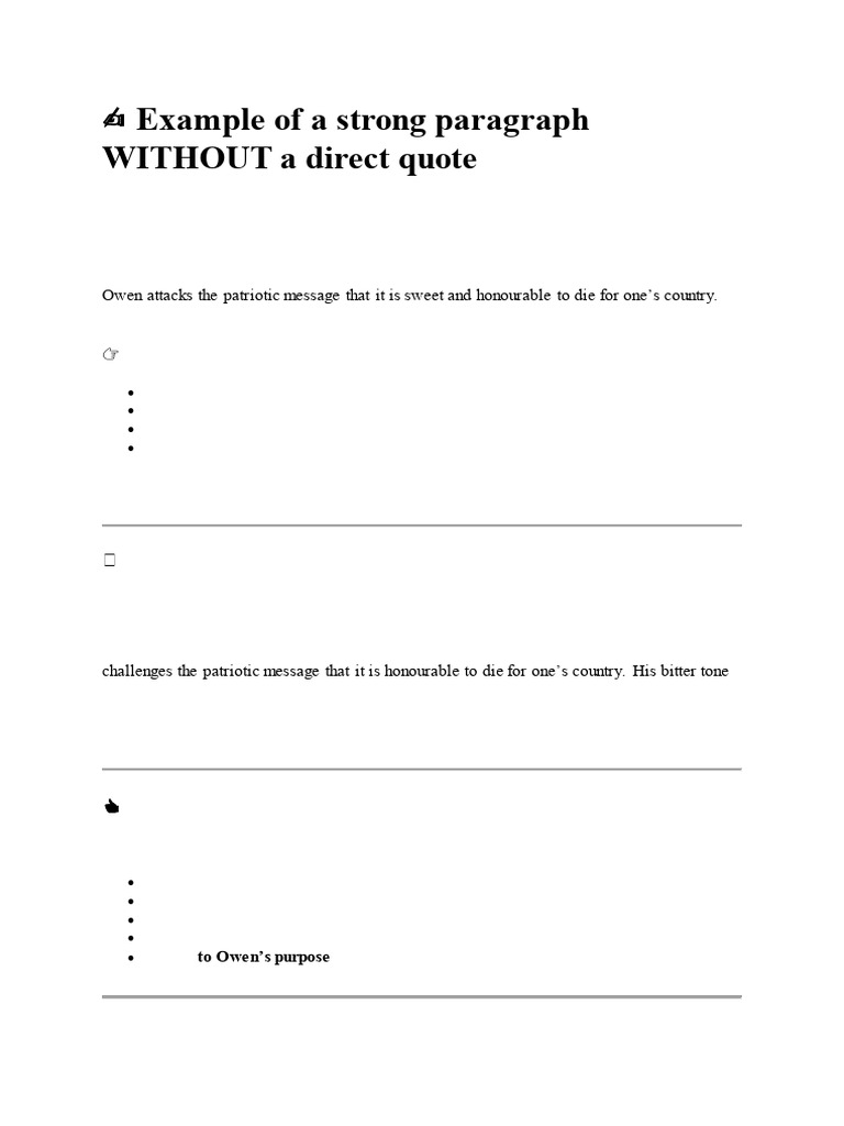 Example of A Strong Paragraph WITHOUT A Direct Quote | PDF