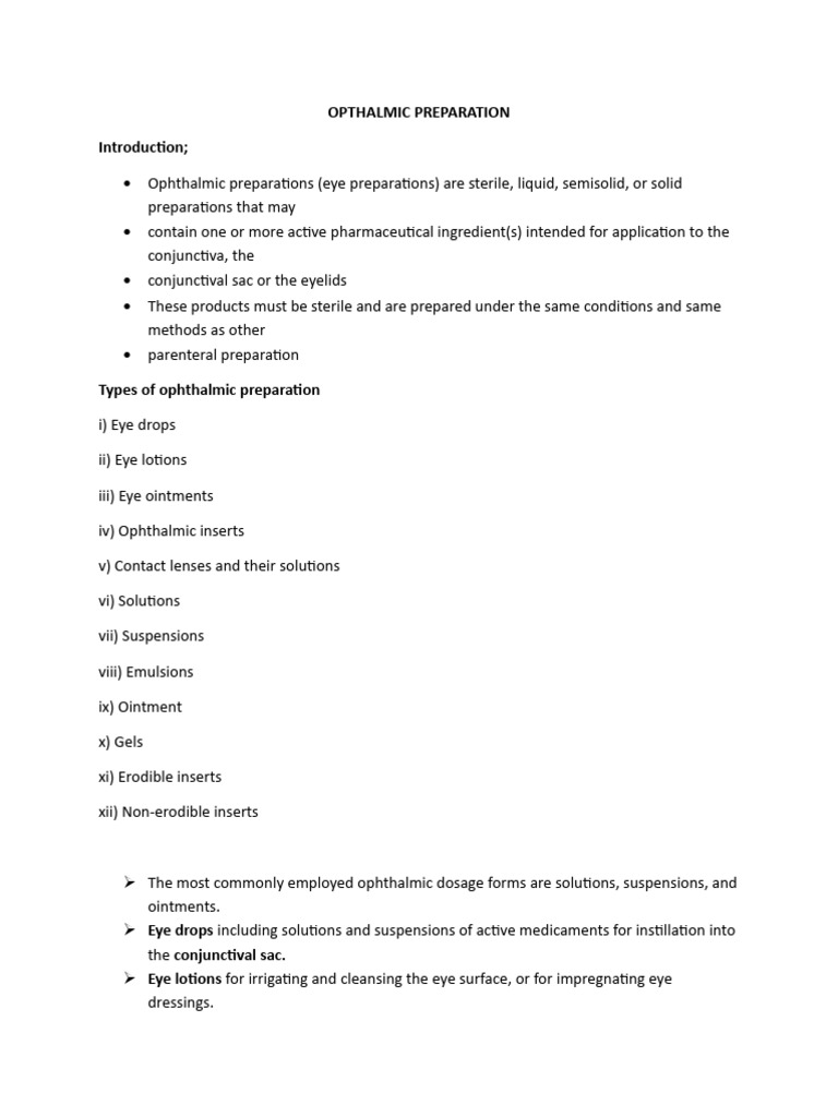 Opthalmic Preparation | PDF | Topical Medication | Sterilization ...
