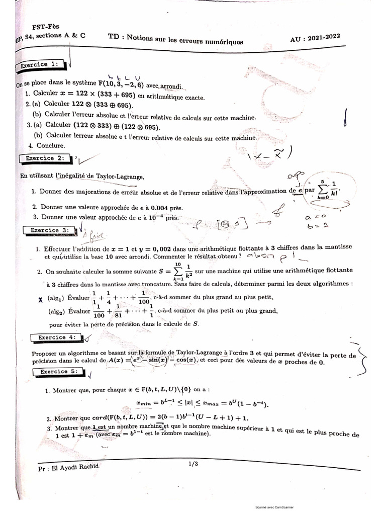 Td1 Analyse Numérique | PDF