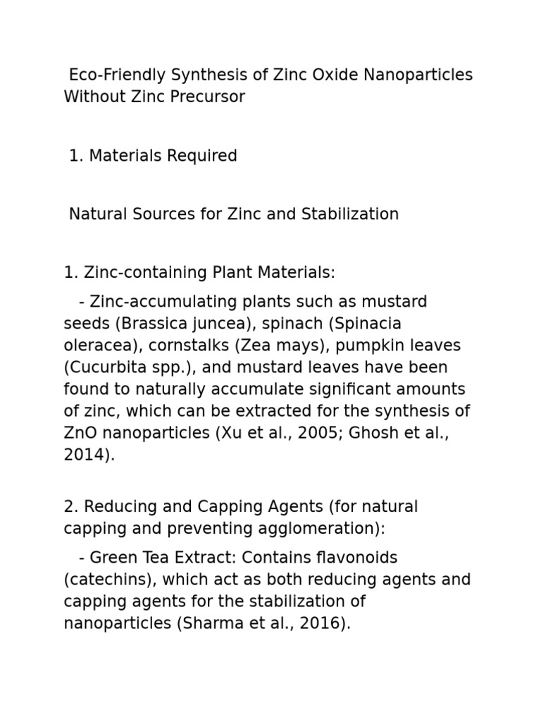 Green Synthesis of Zinc Oxide Nano-Particles | PDF | Nanoparticle ...