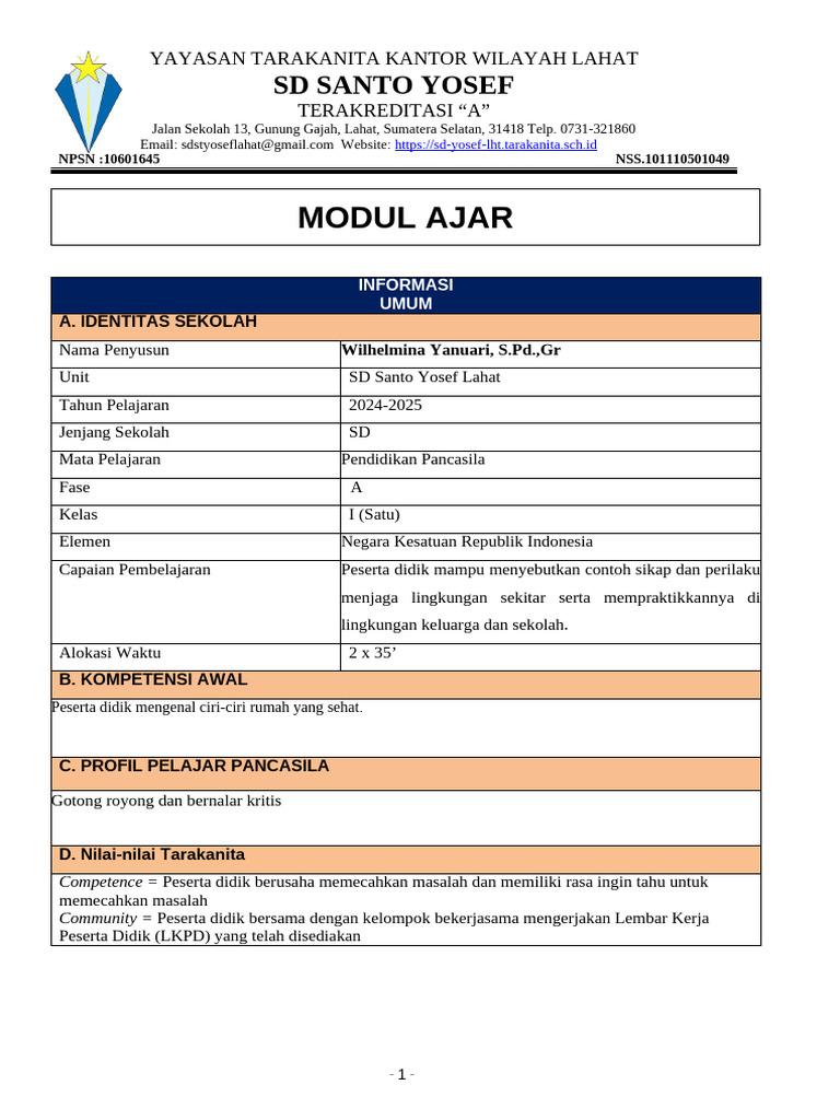 Modul Ajar Supervisi Pendidikan Pancasila Sem 2 24-25 | PDF