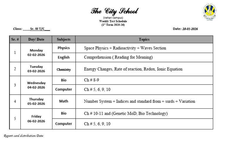Feb 1st Week Test Sr. III | PDF