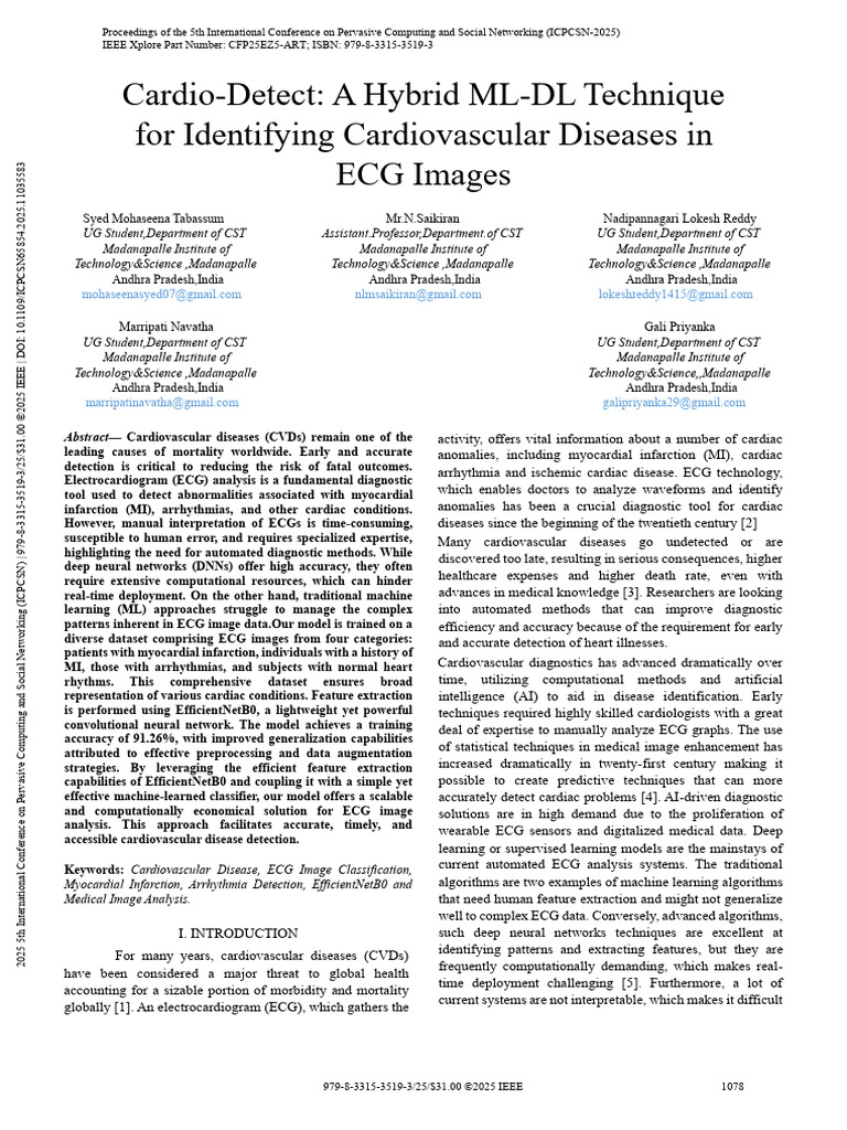 Cardio-Detect A Hybrid ML-DL Technique For Identifying Cardiovascular ...
