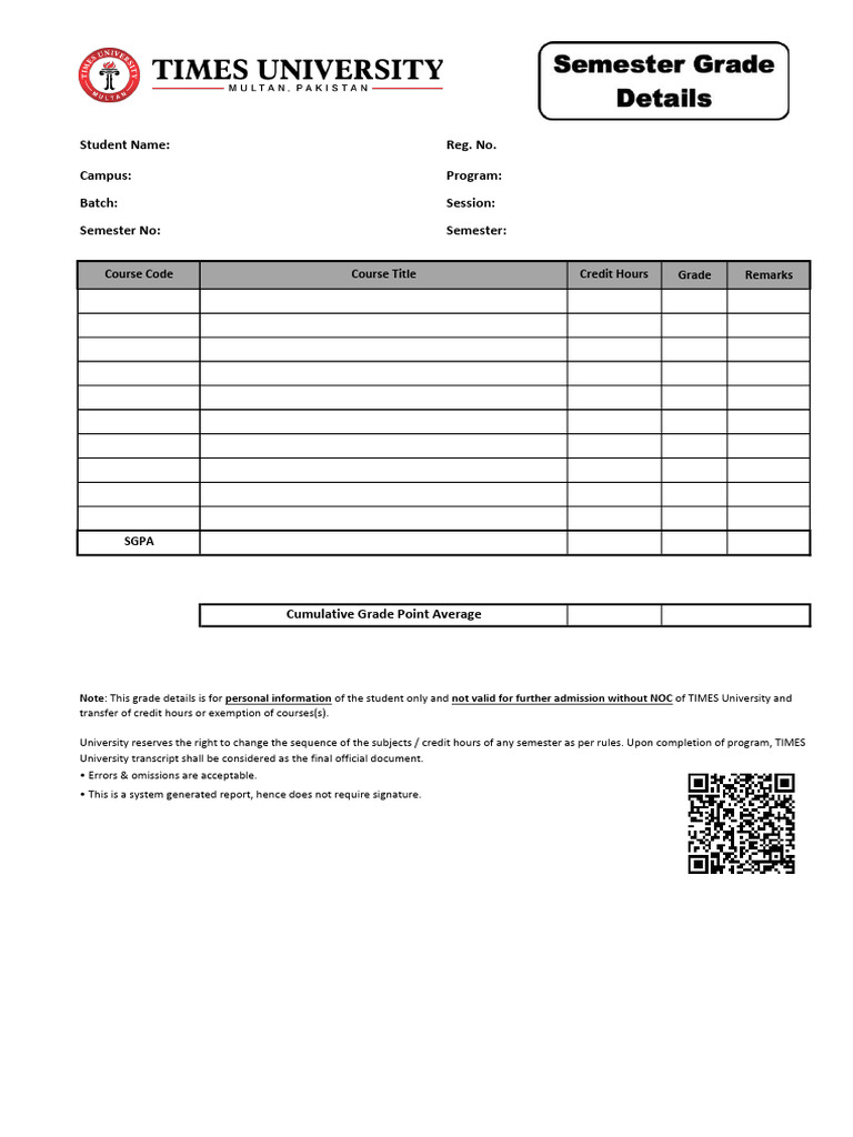 Semester Grade Result | PDF