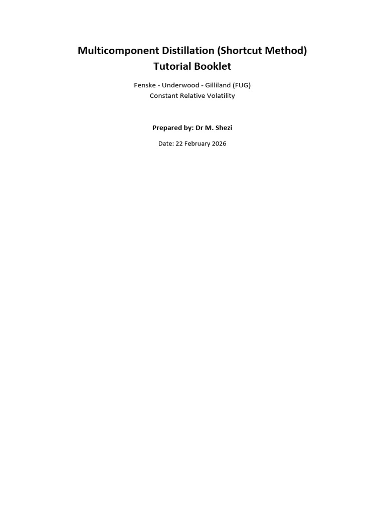 Multicomponent Distillation Tuts | PDF | Distillation | Separation ...