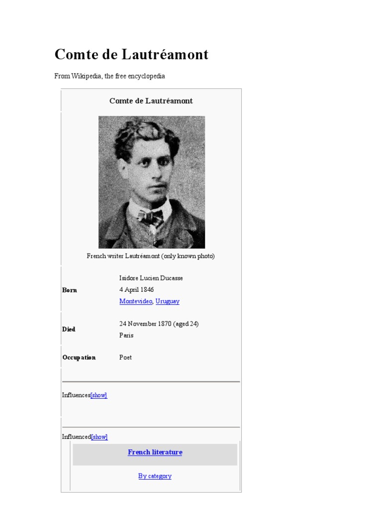 Comte De Lautréamont Poetry - 