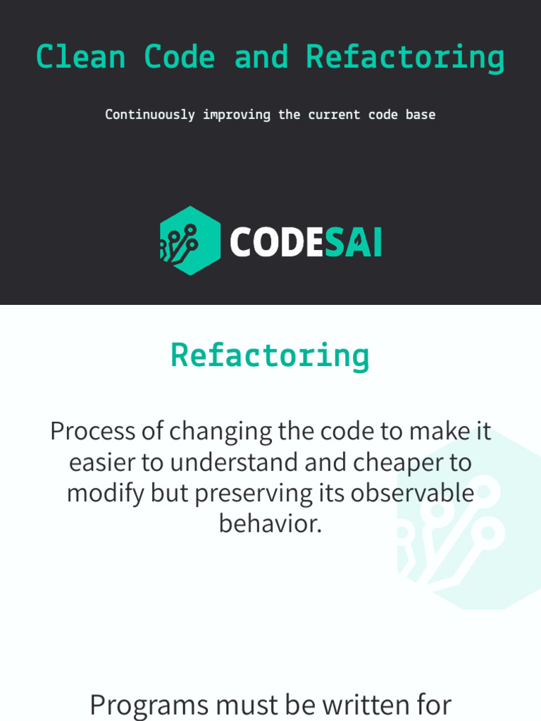 Clean Code and Refactoring | PDF | Interface (Computing) | Computer ...