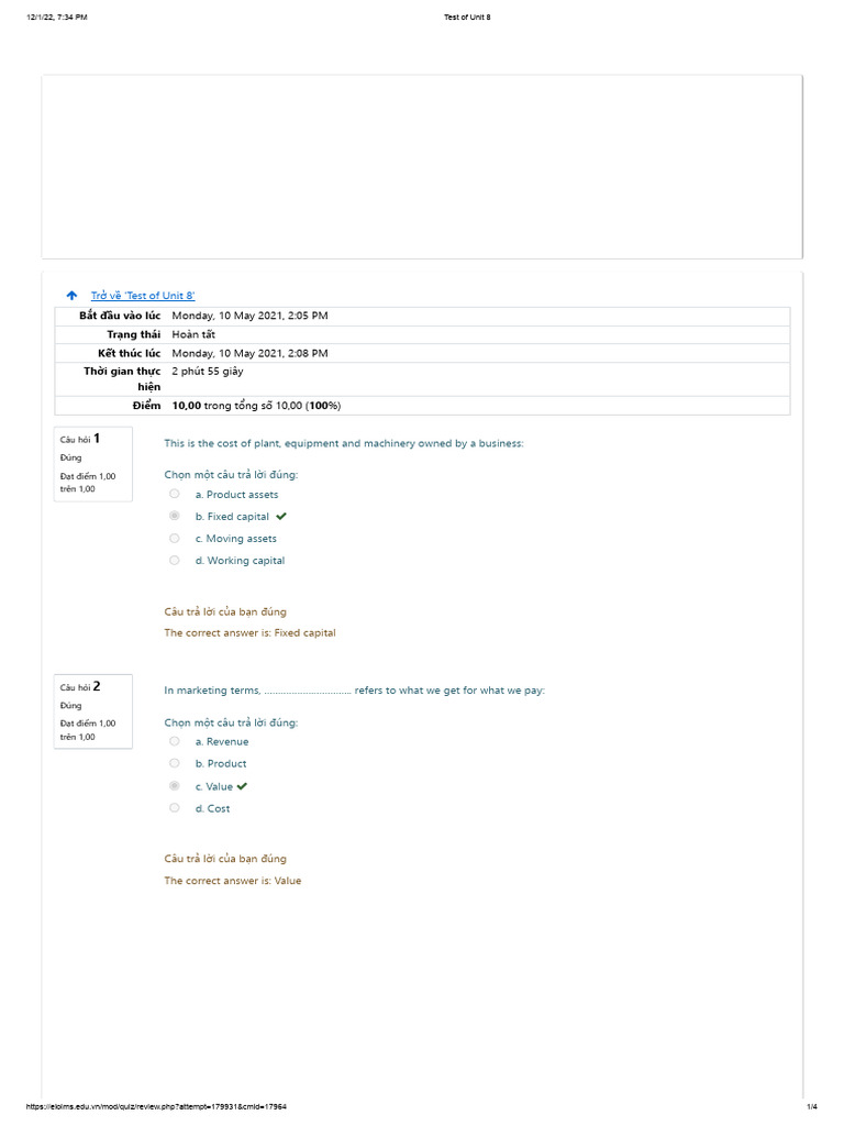 Test of Chapter 8 | PDF