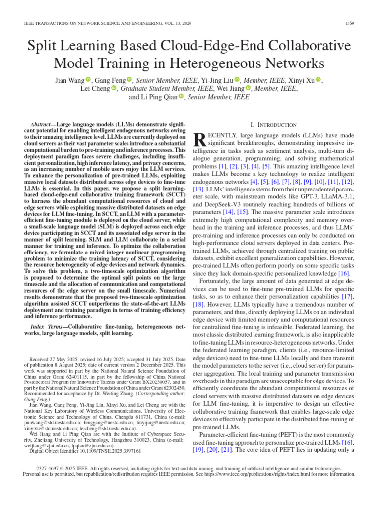 Wang 等 - 2026 - Split Learning Based Cloud-edge-End Collaborative Model ...