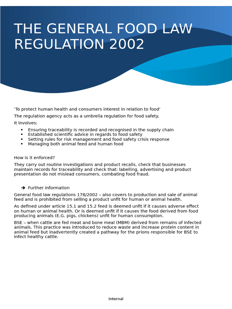 Team 3 Document - The General Food Law Regulations | PDF