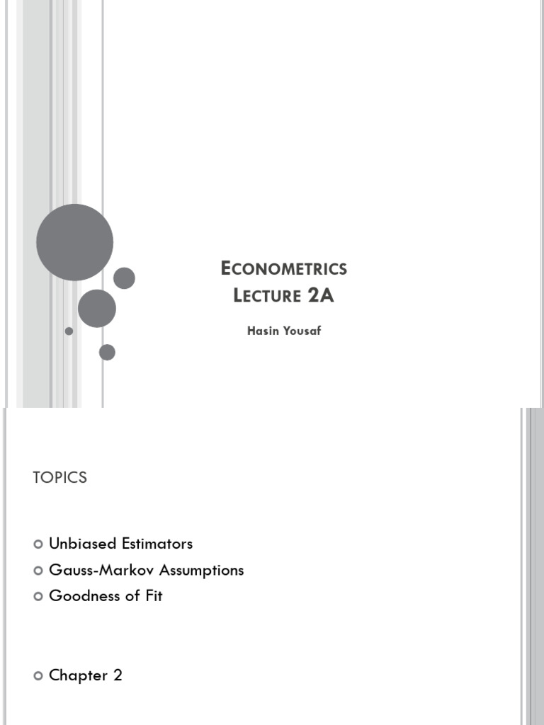 Lecture 2a | PDF | Ordinary Least Squares | Econometrics