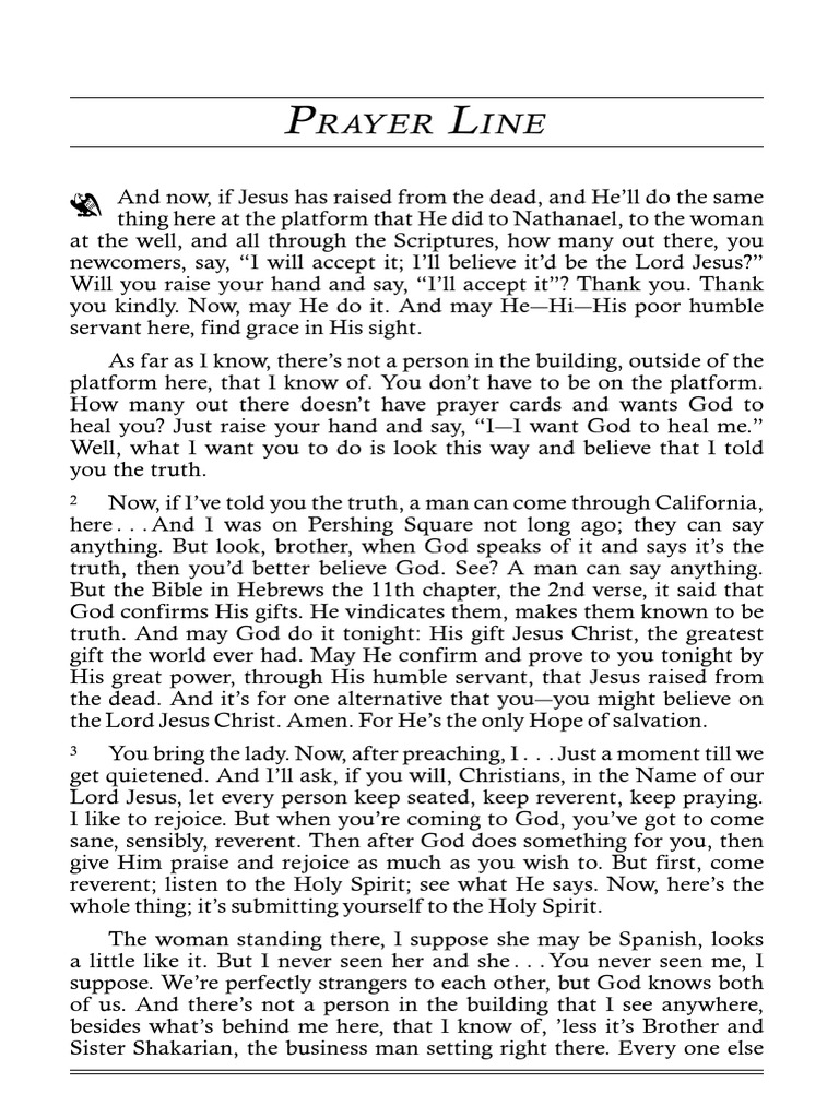 54-0810 Prayer Line VGR | PDF | Jesus | Prayer