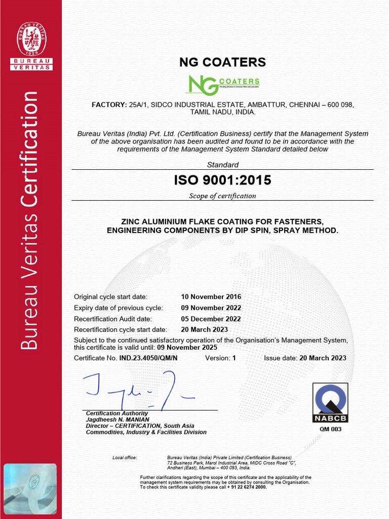 ISO Certificate (Valid Date-2025) | PDF