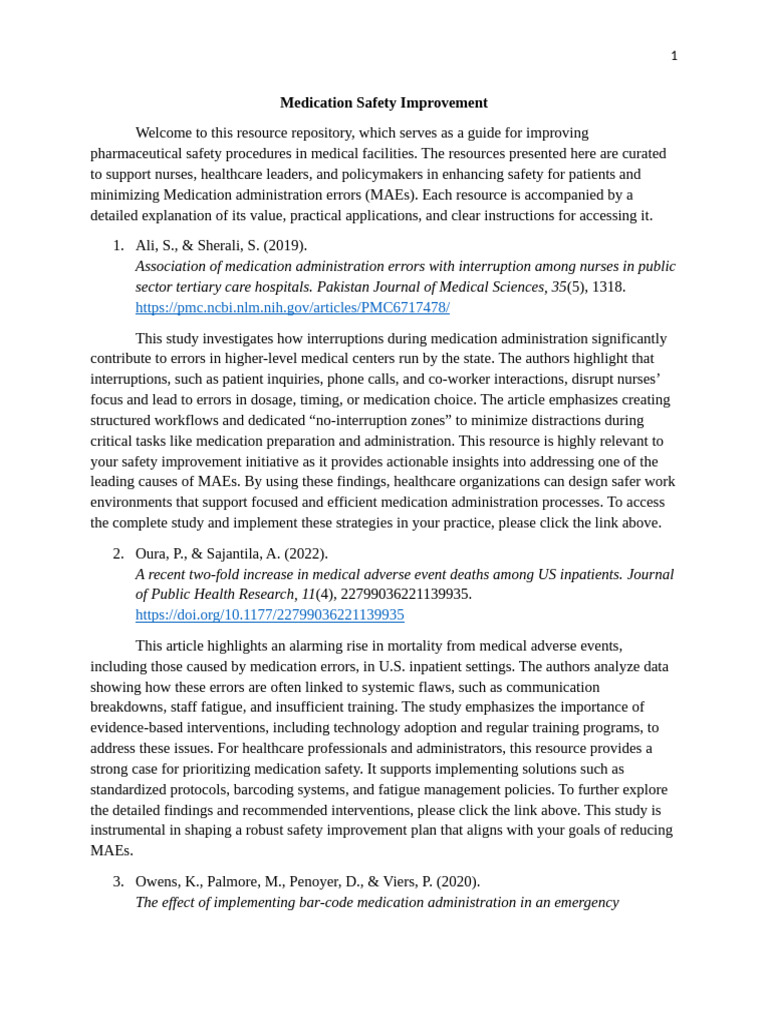 Medication Safety Improvement | PDF | Patient Safety | Medical Error