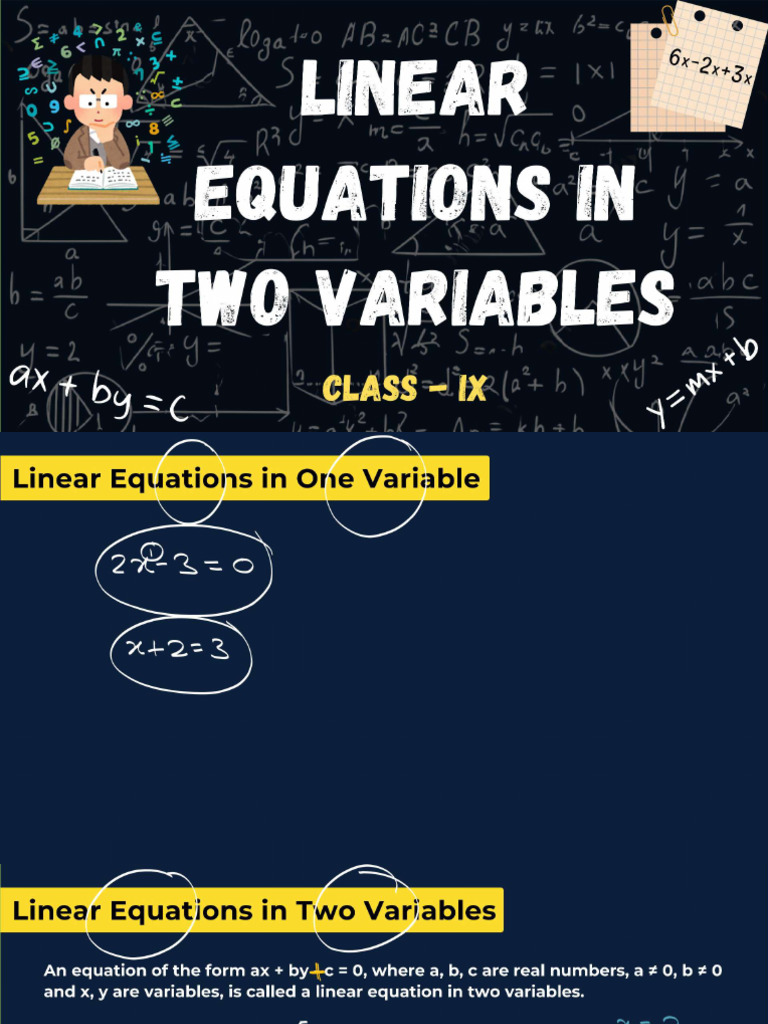 Liner Equations in Two Variables Class Notes | PDF