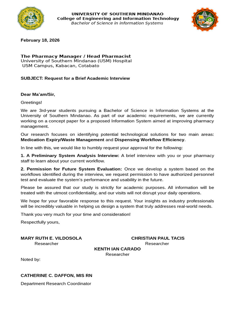 Usm Pharma Interview Letter For Merge | PDF