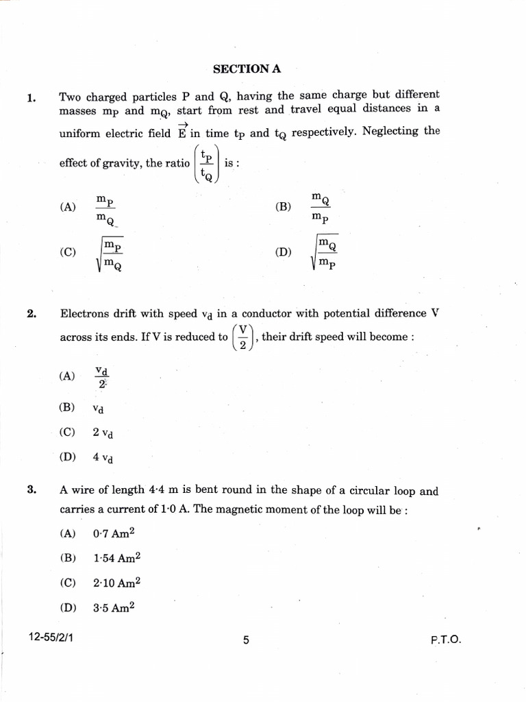 XII Phy - 2024 Set 1 Board Paper | PDF | Electron | Magnetic Field