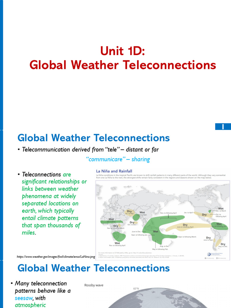 Unit 1D Global Weather Teleconnections | PDF | Atmospheric Circulation ...