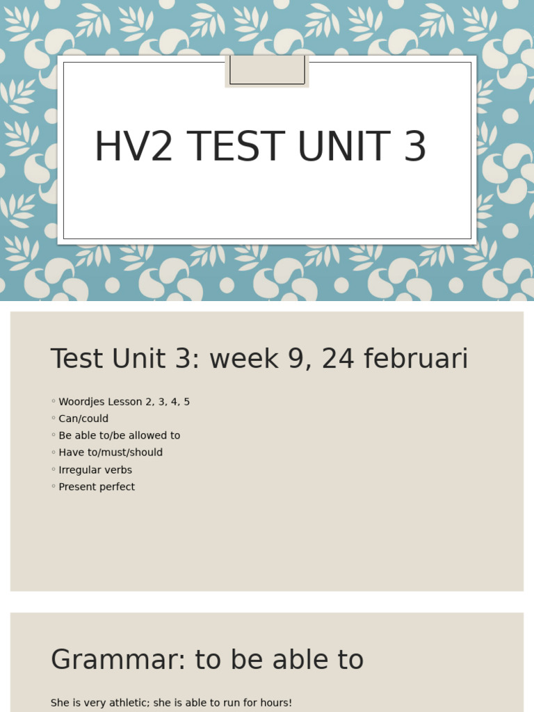 Hv2 Test Week Grammar (2) | PDF
