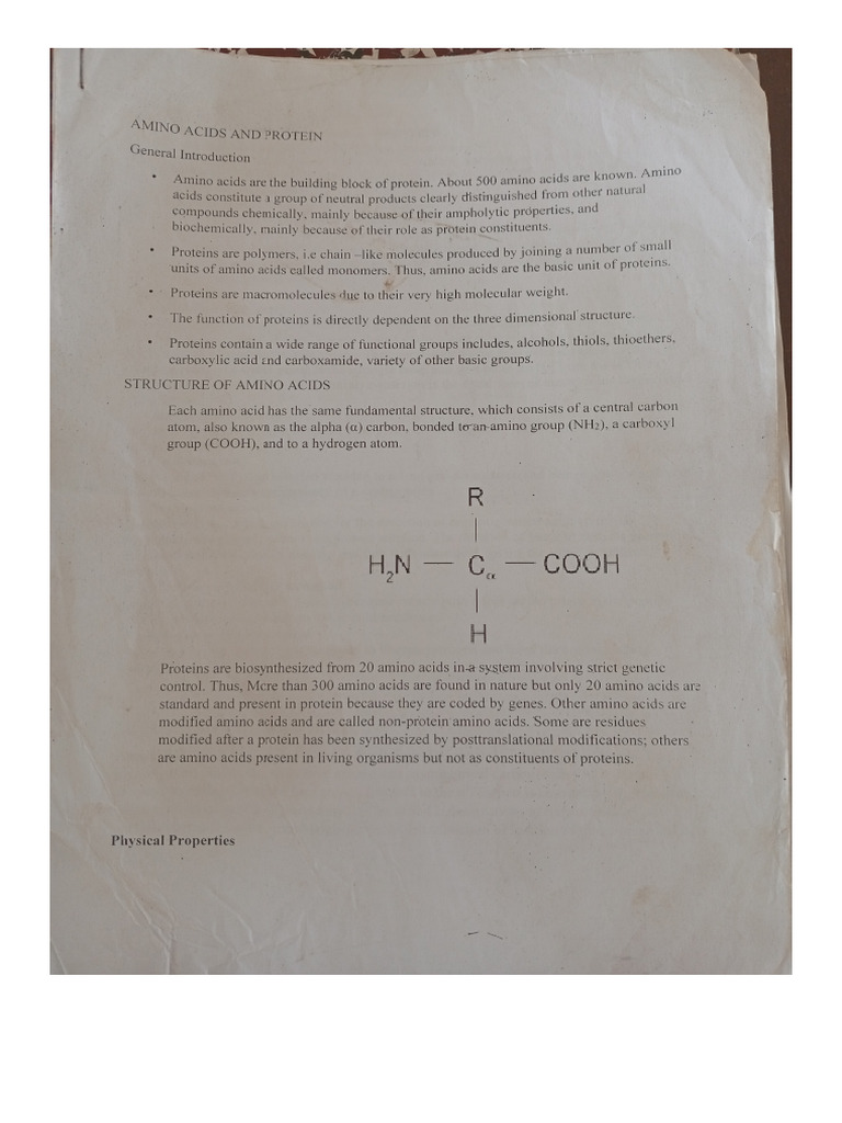 Chemistry of Amino Acid - Proteins | PDF