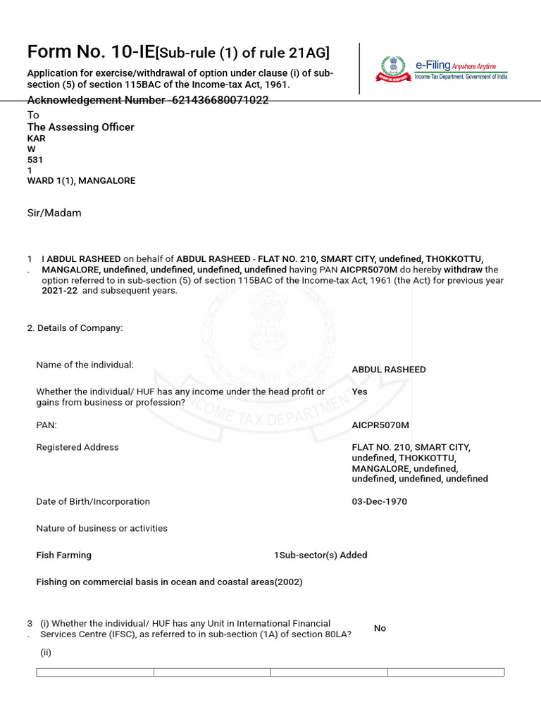 Form 10IE - Filed Form | PDF | Justice | Crime & Violence