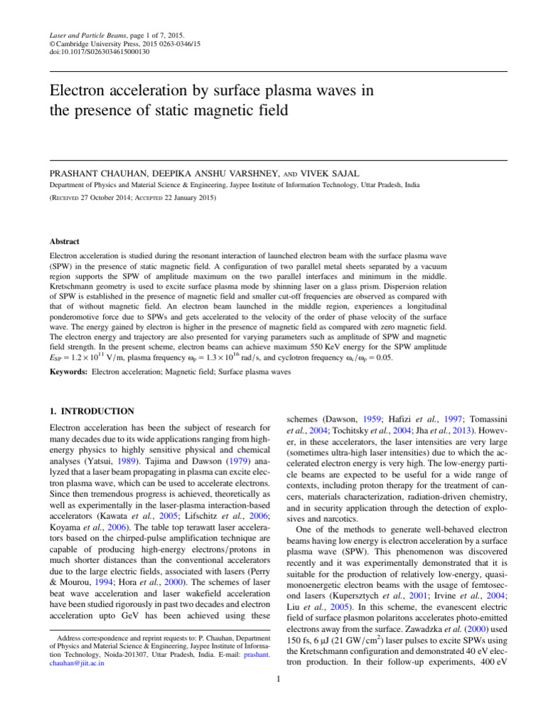 Chauhan P 2015 | PDF | Electron | Particle Accelerator