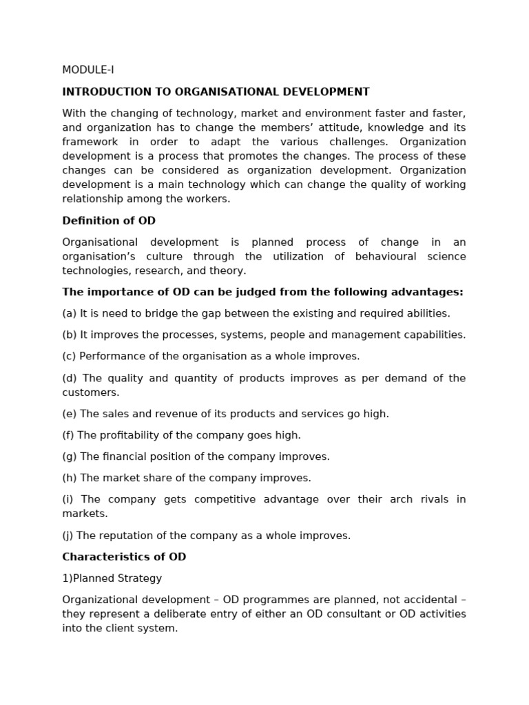 Od Notes | PDF | Organization Development | Empowerment