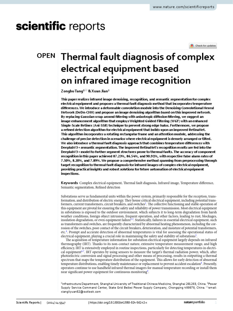 Thermal Fault Diagnosis of Complex Electrical Equipment Based On ...
