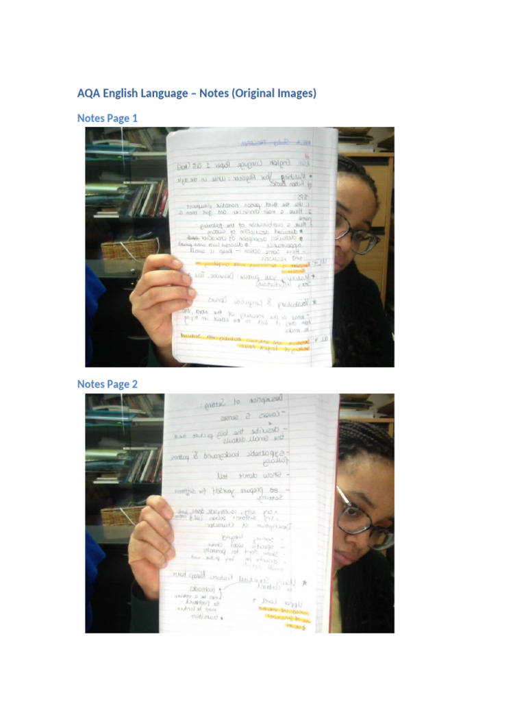 AQA English Language Notes Original Images | PDF