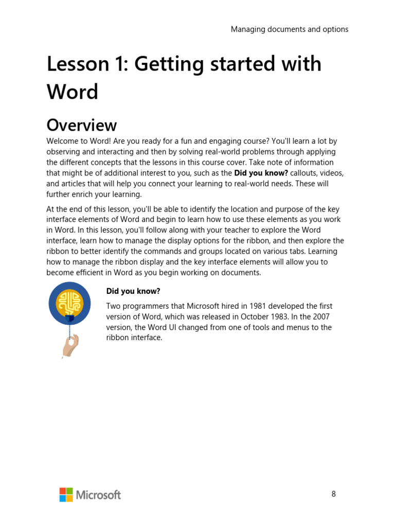 Microsoft Word Associate Lesson-1 | PDF | Microsoft Word | Window ...