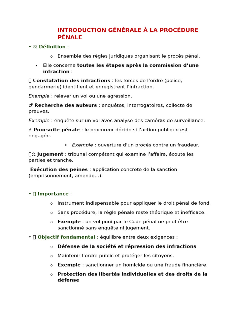 Résumé Procédures Pénales | PDF | Crimes | Crime et violence