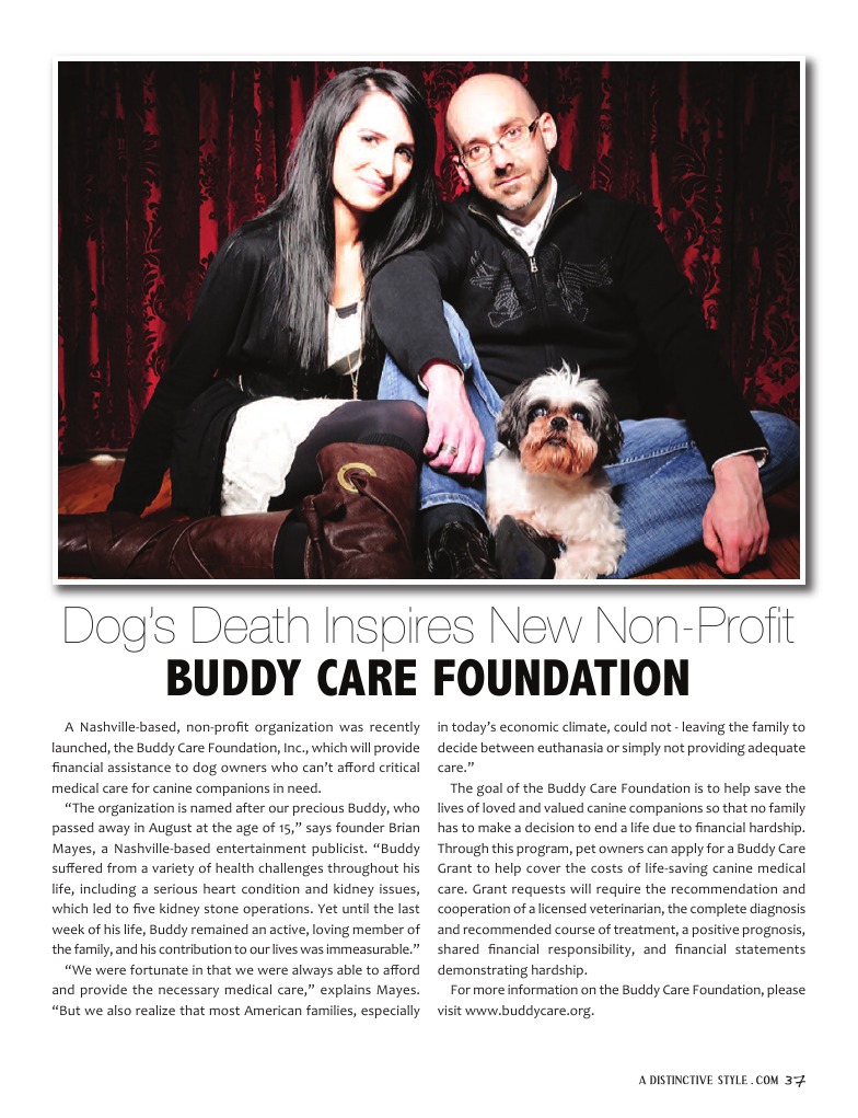 Dog's Death Inspires The Buddy Care Foundation PDF Lifestyle