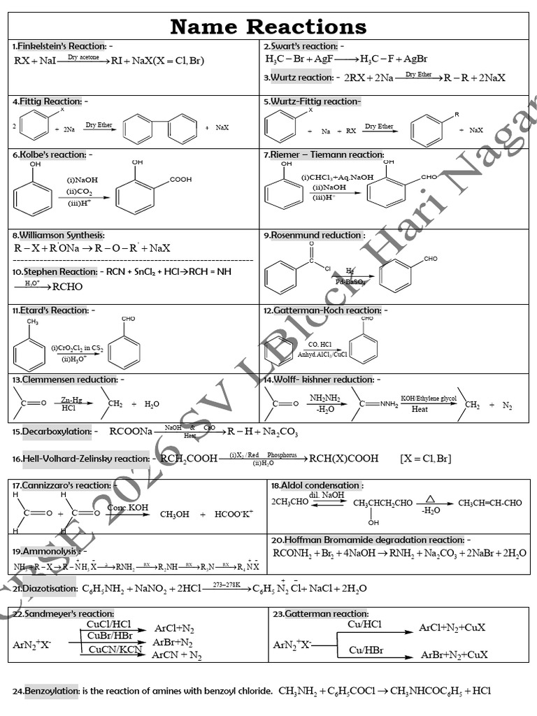 Name Reactions and Test | PDF | Amine | Chemical Compounds