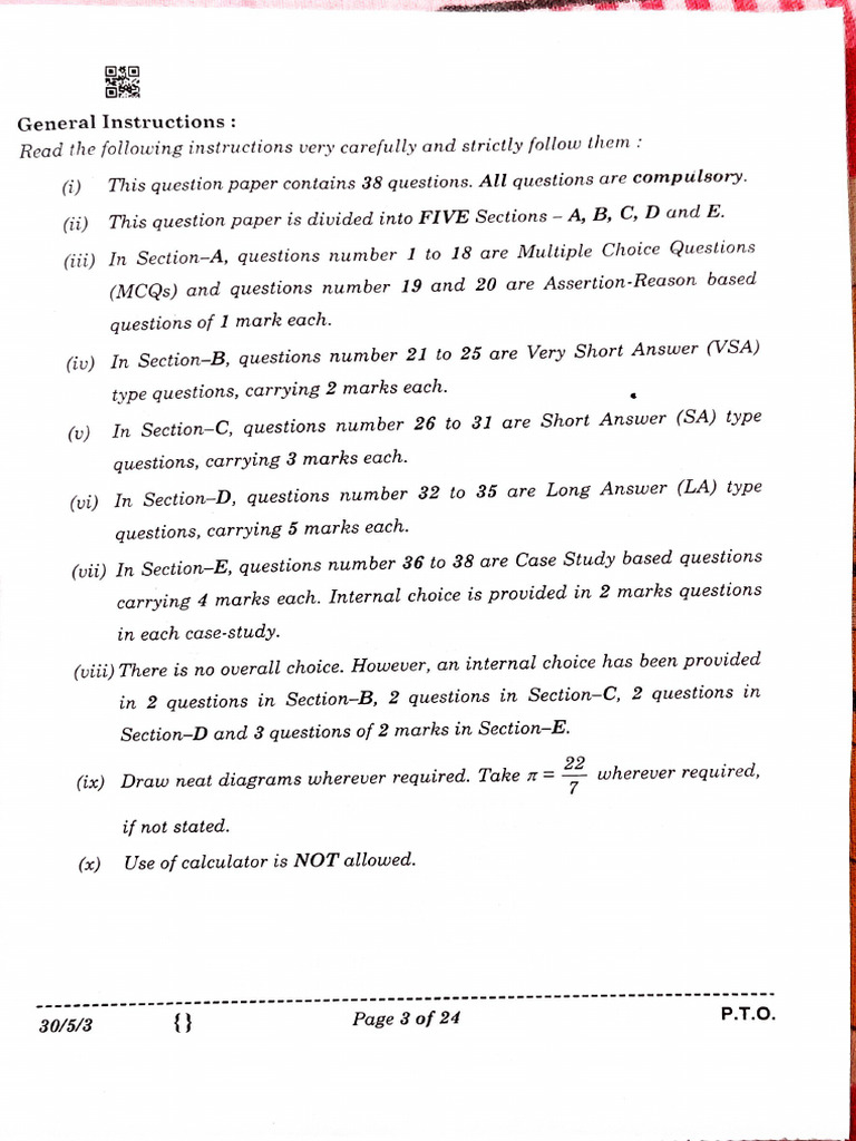 CBSE Class 10 Basic Maths Question Paper 2026 - 1771526054571 | PDF