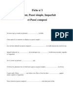 Fiche n°1 - Exos Présent, Passé simple, Imparfait et Passé composé