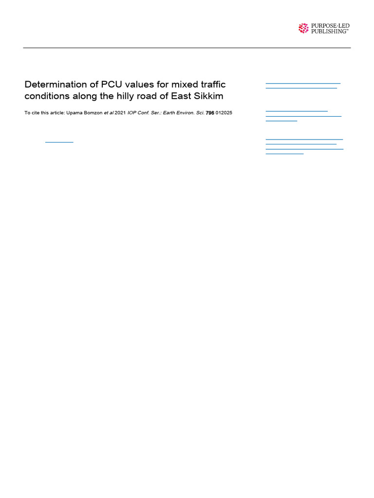 Pcu Calculation Under Mix Traffic Condition | PDF | Transport