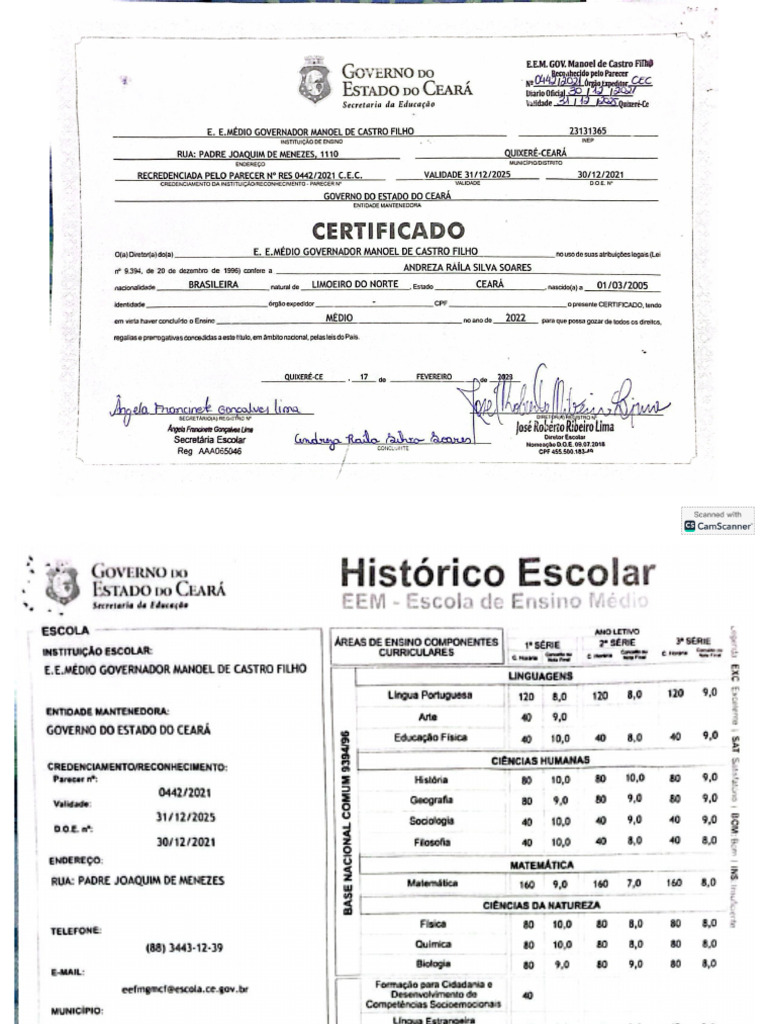 Comprovante de Escolaridade | PDF