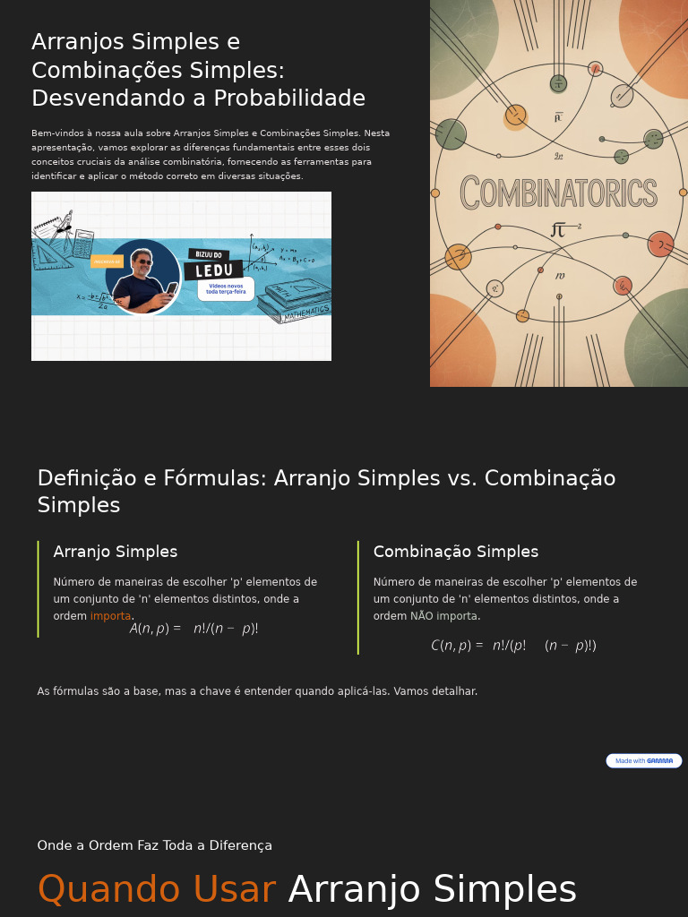 Arranjos Simples e Combinacoes Simples Desvendando a Probabilidade ...