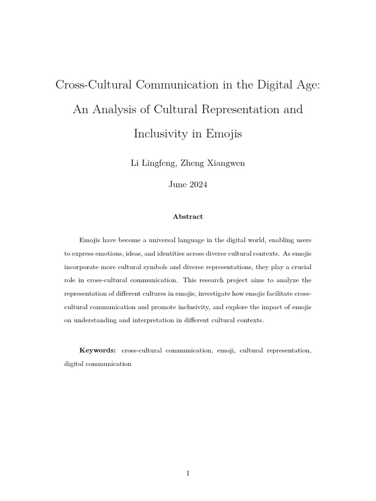 Cross-Cultural Communication in The Digital Age An Analysis of Cultural ...