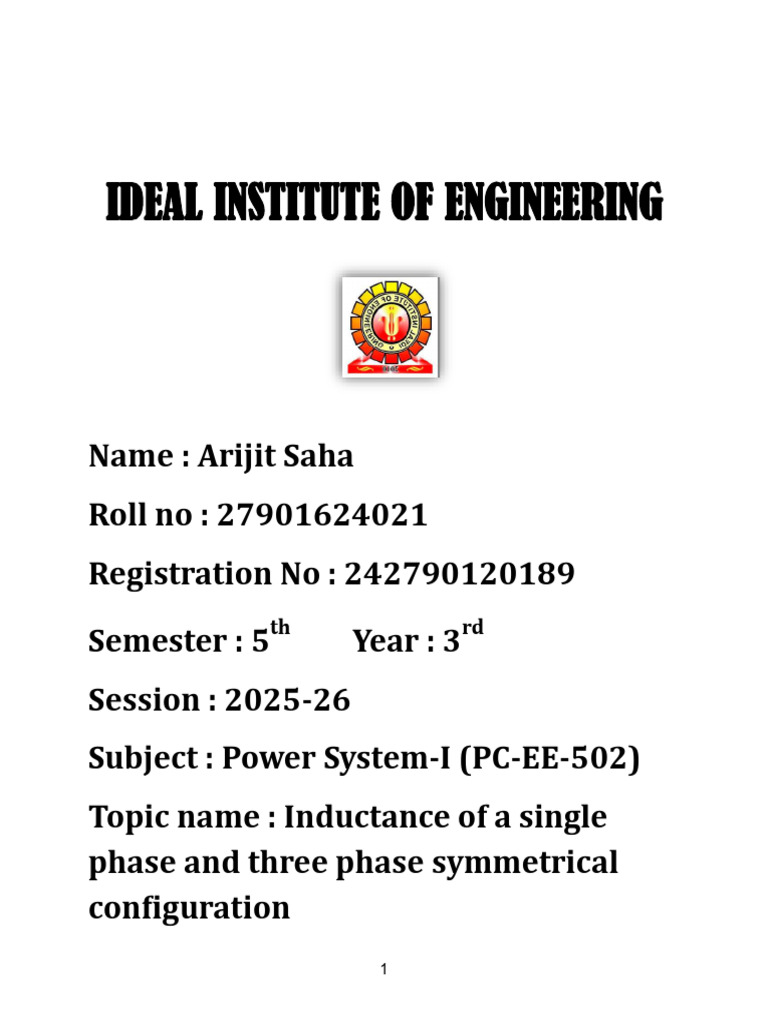 Inductance of A Single & Three Phase Symmetrical Configuration | PDF ...