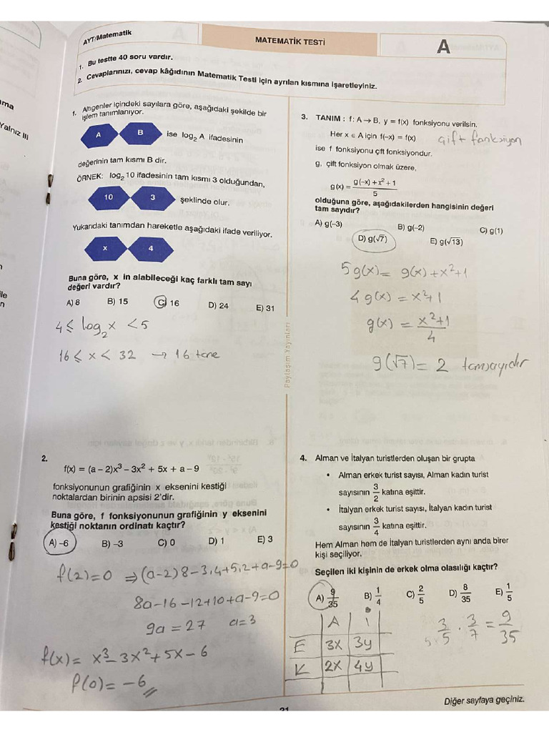 Ayt Matematik Çözümleri | PDF
