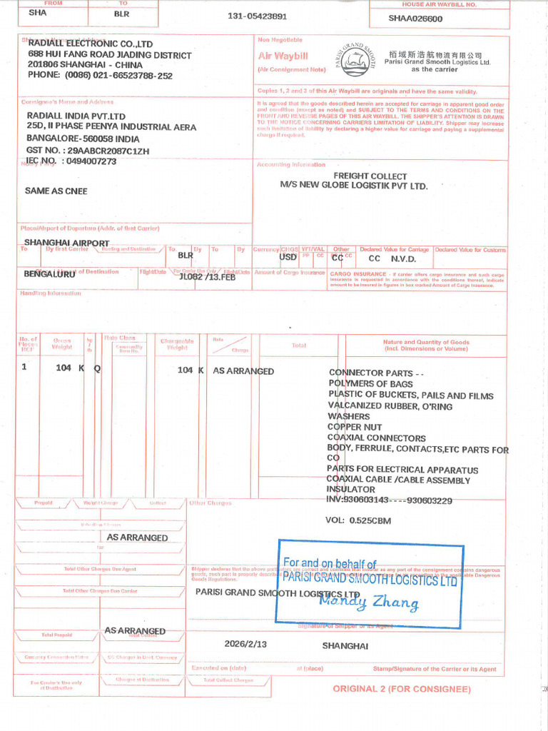 Hawb Shaa026600 | PDF