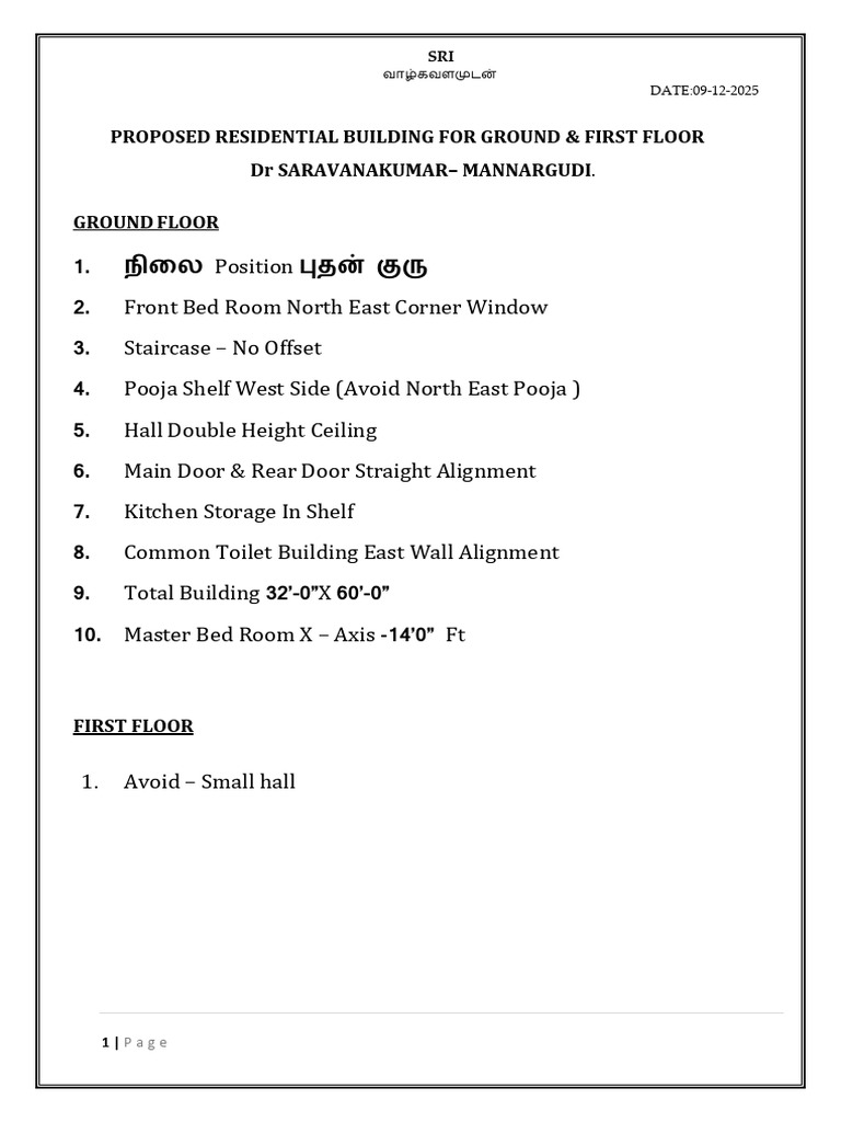 Proposed Residential Building For Ground & First Floor | PDF