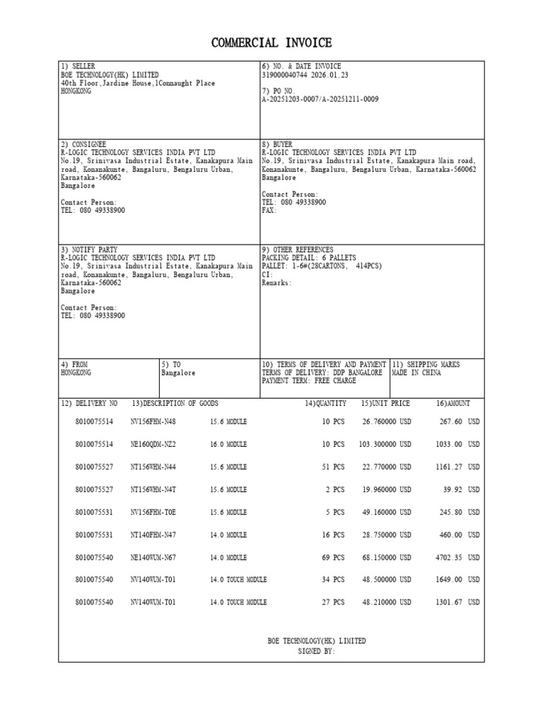 Commercial Invoice BDX | PDF | Business Documents | Accounting